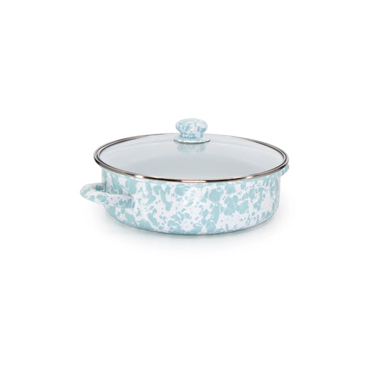 GL79 - Sea Glass Swirl Small Saute Pan - Golden Rabbit Enamelware
