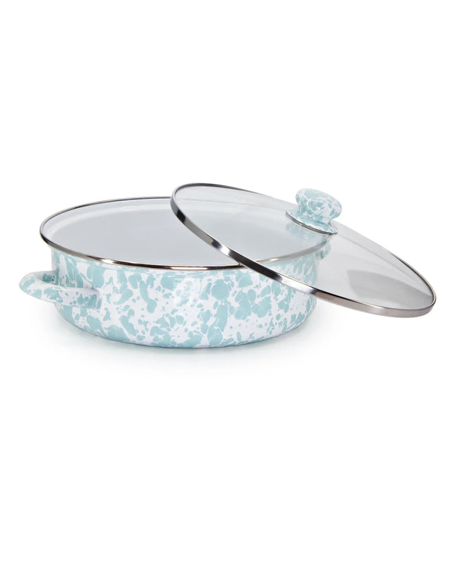 GL79 - Sea Glass Swirl Small Saute Pan - Golden Rabbit Enamelware