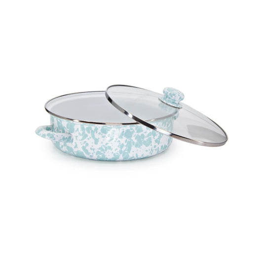 GL79 - Sea Glass Swirl Small Saute Pan - Golden Rabbit Enamelware