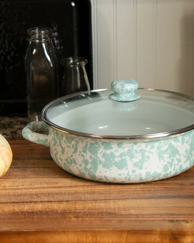 GL79 - Sea Glass Swirl Small Saute Pan - Golden Rabbit Enamelware