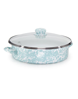 GL80 - Sea Glass Swirl Large Saute Pan - Golden Rabbit Enamelware