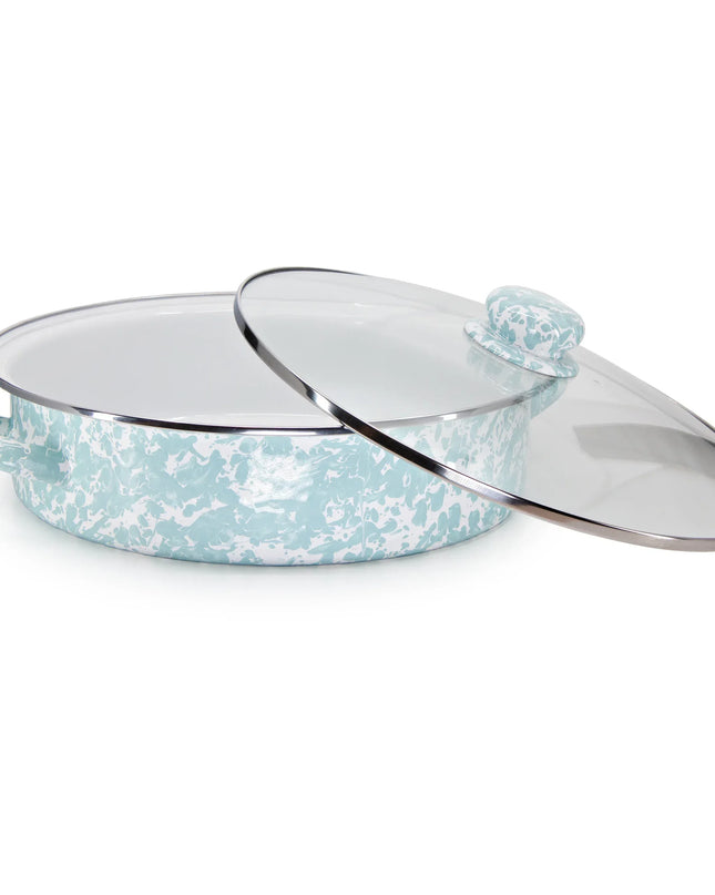 GL80 - Sea Glass Swirl Large Saute Pan - Golden Rabbit Enamelware
