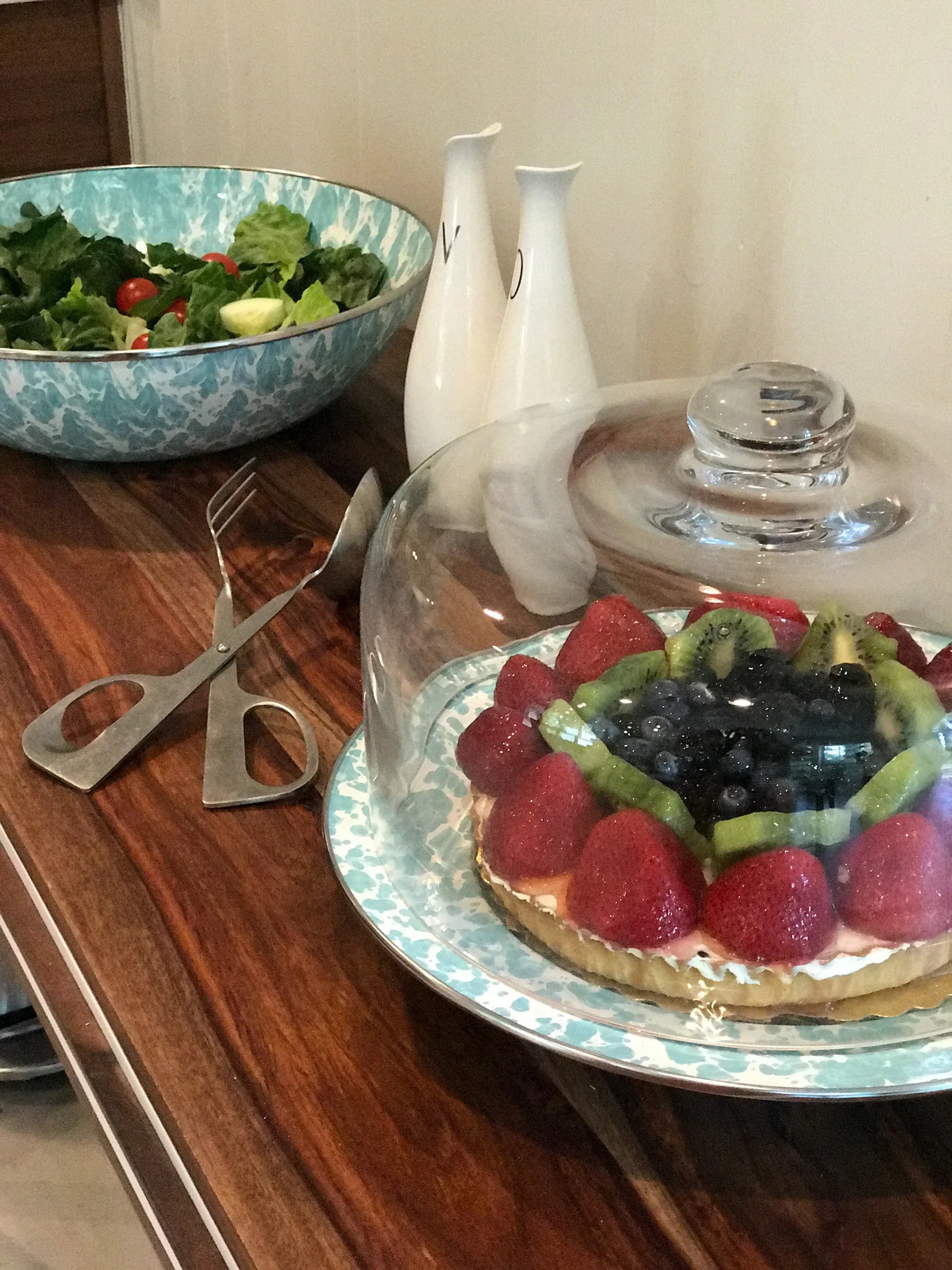 GL76 - Swirl Cake Plate, Sea Glass - Golden Rabbit Enamelware