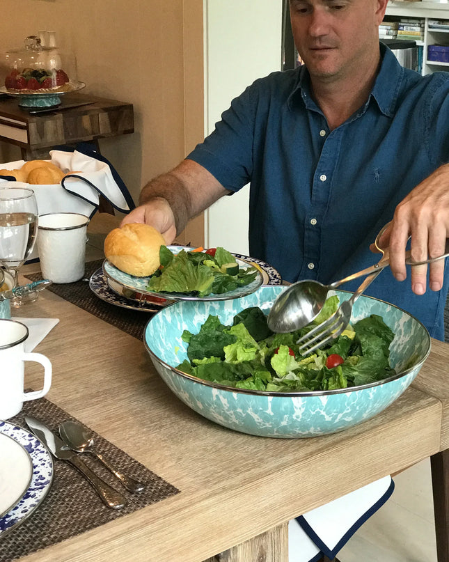GL18 - Sea Glass Catering Bowl - Golden Rabbit Enamelware