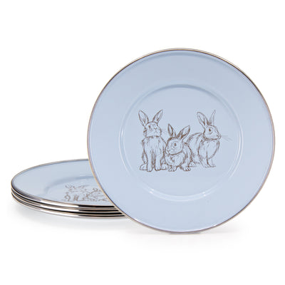 GRB11S4 - Set of 4 Blue Bunnies Child Plates  Primary Image