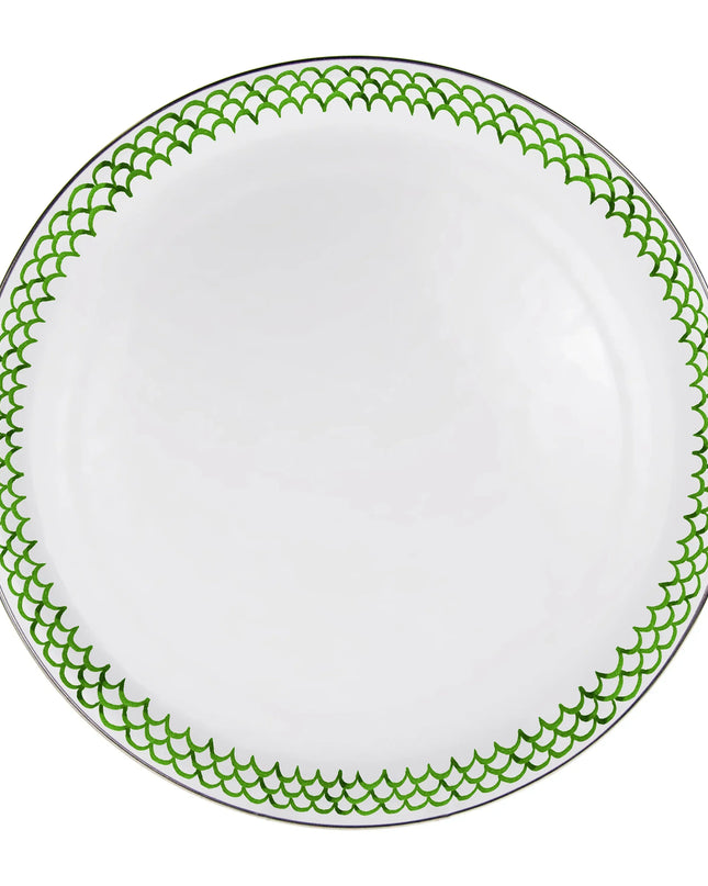 GS01 - Green Scallop Large Tray - Golden Rabbit Enamelware
