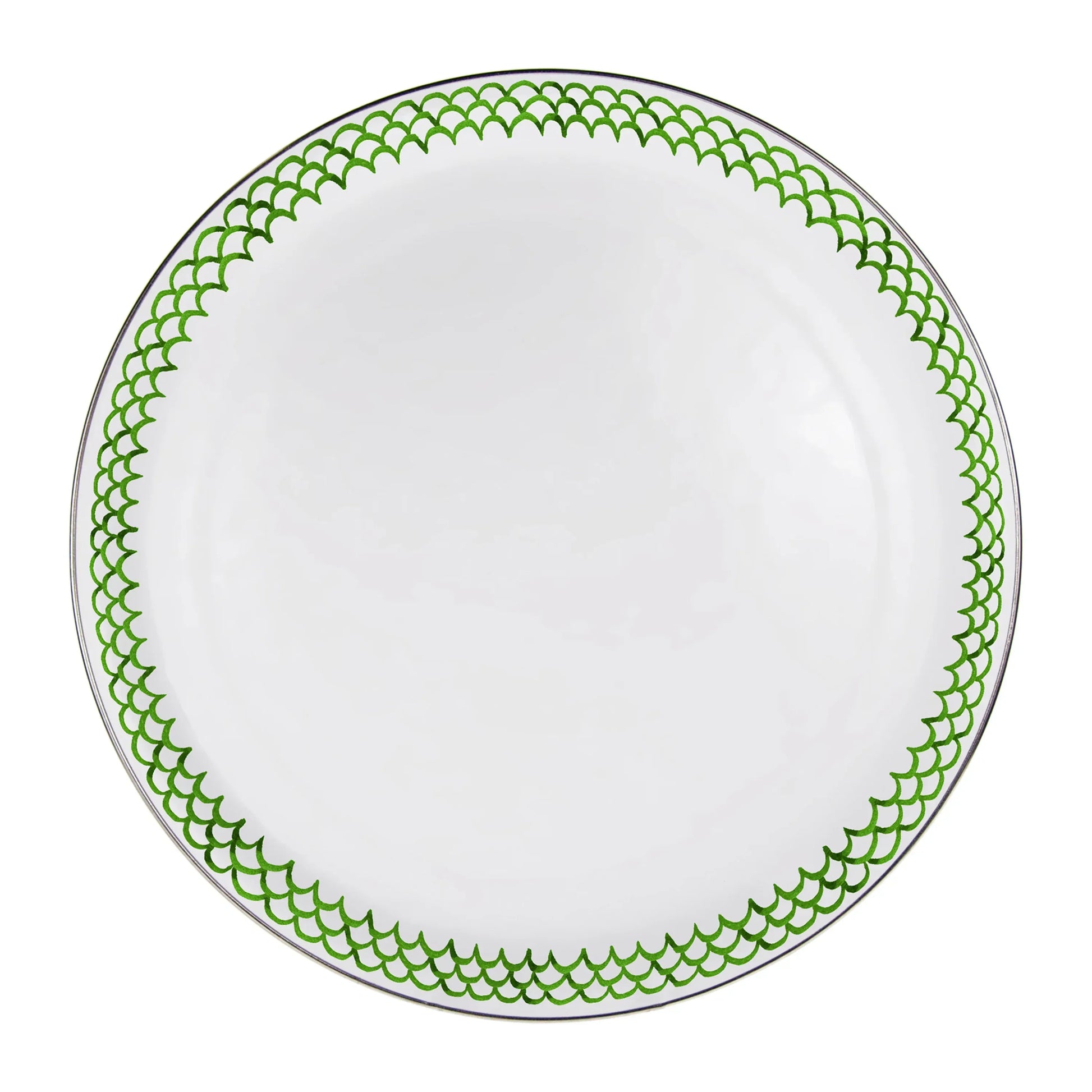 GS01 - Green Scallop Large Tray - Golden Rabbit Enamelware