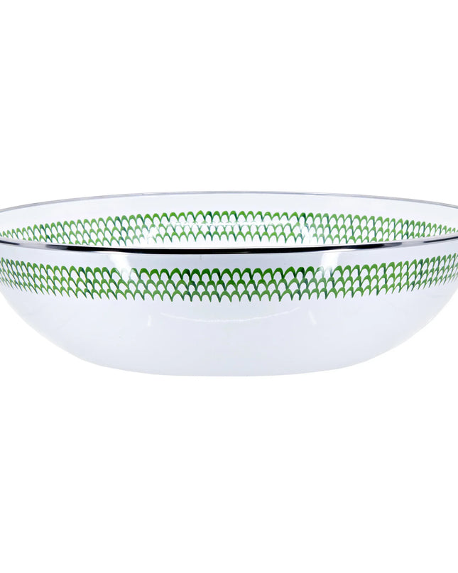 GS18 - Green Scallop Catering Bowl - Golden Rabbit Enamelware