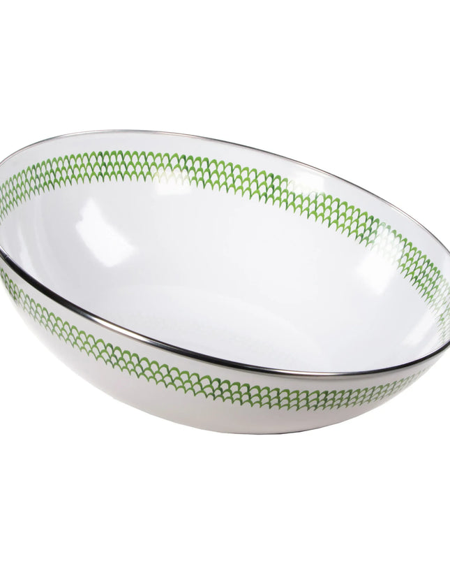 GS18 - Green Scallop Catering Bowl - Golden Rabbit Enamelware