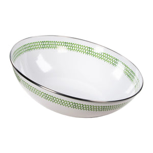 GS18 - Green Scallop Catering Bowl - Golden Rabbit Enamelware