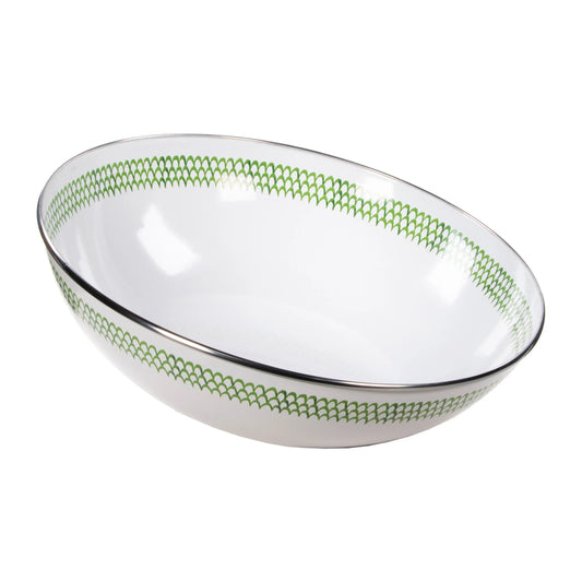 GS18 - Green Scallop Catering Bowl - Golden Rabbit Enamelware