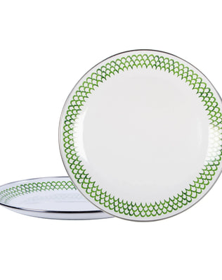 GS36S2 - Green Scallop Chargers - Set of 2 - Golden Rabbit Enamelware