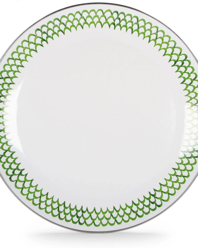 GS36S2 - Green Scallop Chargers - Set of 2 - Golden Rabbit Enamelware
