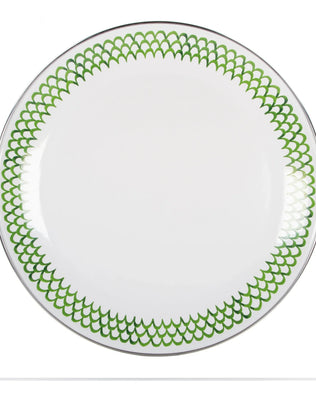 GS36S2 - Green Scallop Chargers - Set of 2 - Golden Rabbit Enamelware