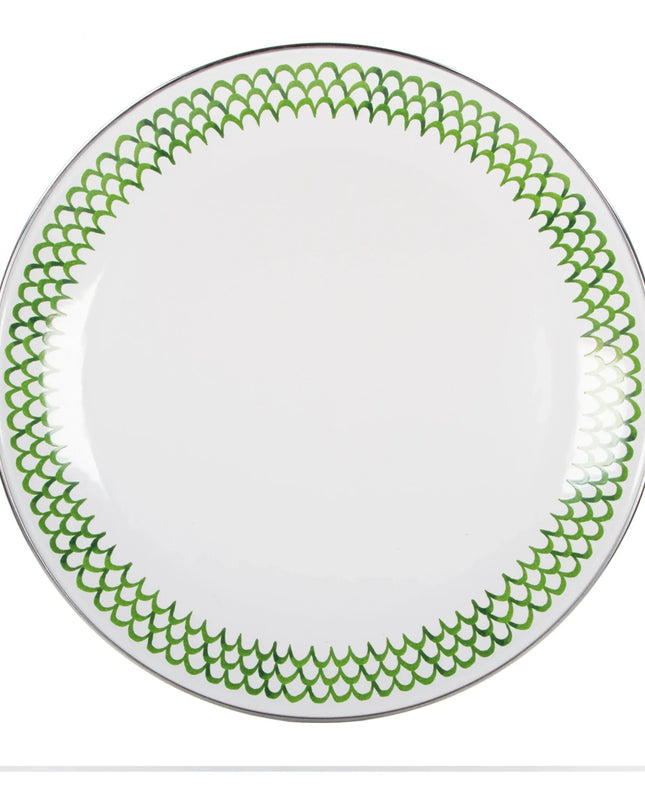 GS36S2 - Green Scallop Chargers - Set of 2 - Golden Rabbit Enamelware