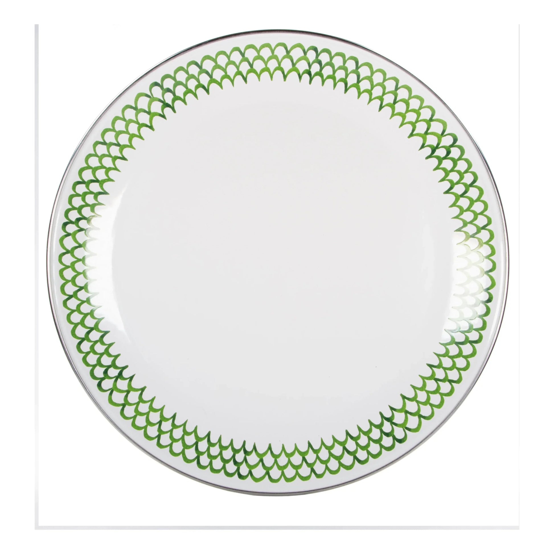 GS36S2 - Green Scallop Chargers - Set of 2 - Golden Rabbit Enamelware