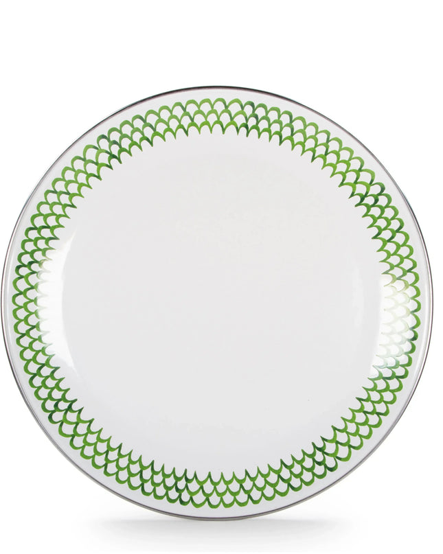 GS56S4 - Green Scallop Dinner Plates - Set of 4 - Golden Rabbit Enamelware
