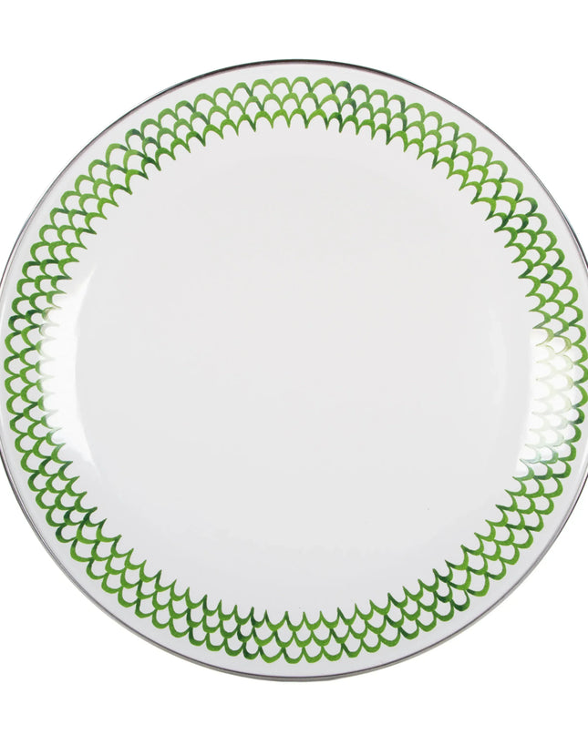 GS56S4 - Green Scallop Dinner Plates - Set of 4 - Golden Rabbit Enamelware