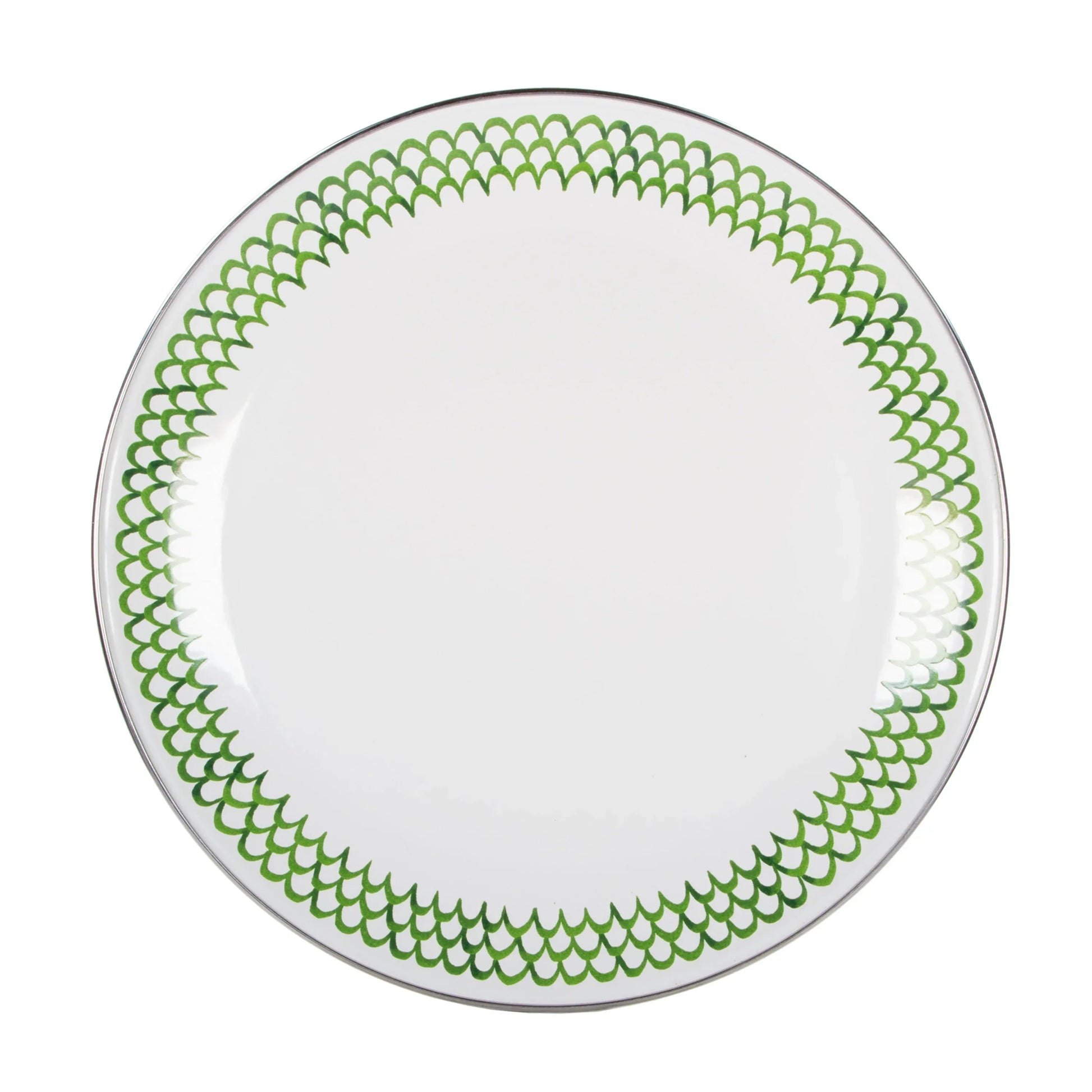 GS56S4 - Green Scallop Dinner Plates - Set of 4 - Golden Rabbit Enamelware