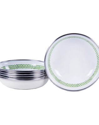 GS59S6 - Green Scallop Tasting Dishes - Set of 6 - Golden Rabbit Enamelware