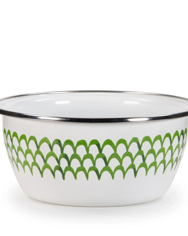 GS61S4 - Green Scallop Salad Bowls - Set of 4 - Golden Rabbit Enamelware