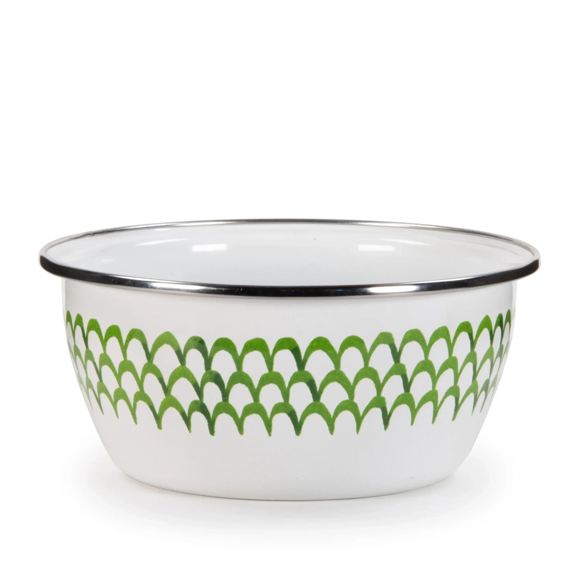 GS61S4 - Green Scallop Salad Bowls - Set of 4 - Golden Rabbit Enamelware