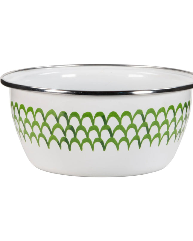 GS61S4 - Green Scallop Salad Bowls - Set of 4 - Golden Rabbit Enamelware