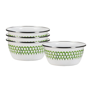 GS61S4 - Green Scallop Salad Bowls - Set of 4 - Golden Rabbit Enamelware