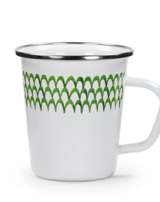 GS66S4 - Green Scallop 16 oz Latte Mugs - Set of 4 - Golden Rabbit Enamelware