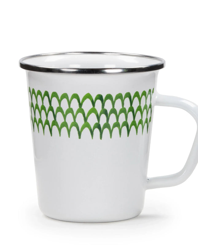 GS66S4 - Green Scallop 16 oz Latte Mugs - Set of 4 - Golden Rabbit Enamelware