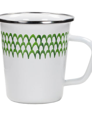 GS66S4 - Green Scallop 16 oz Latte Mugs - Set of 4 - Golden Rabbit Enamelware