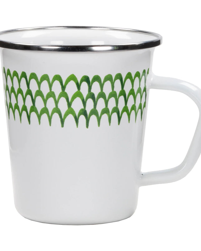 GS66S4 - Green Scallop 16 oz Latte Mugs - Set of 4 - Golden Rabbit Enamelware