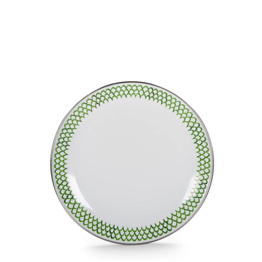 GS69S4 - Green Scallop Sandwich Plates - Set of 4 - Golden Rabbit Enamelware