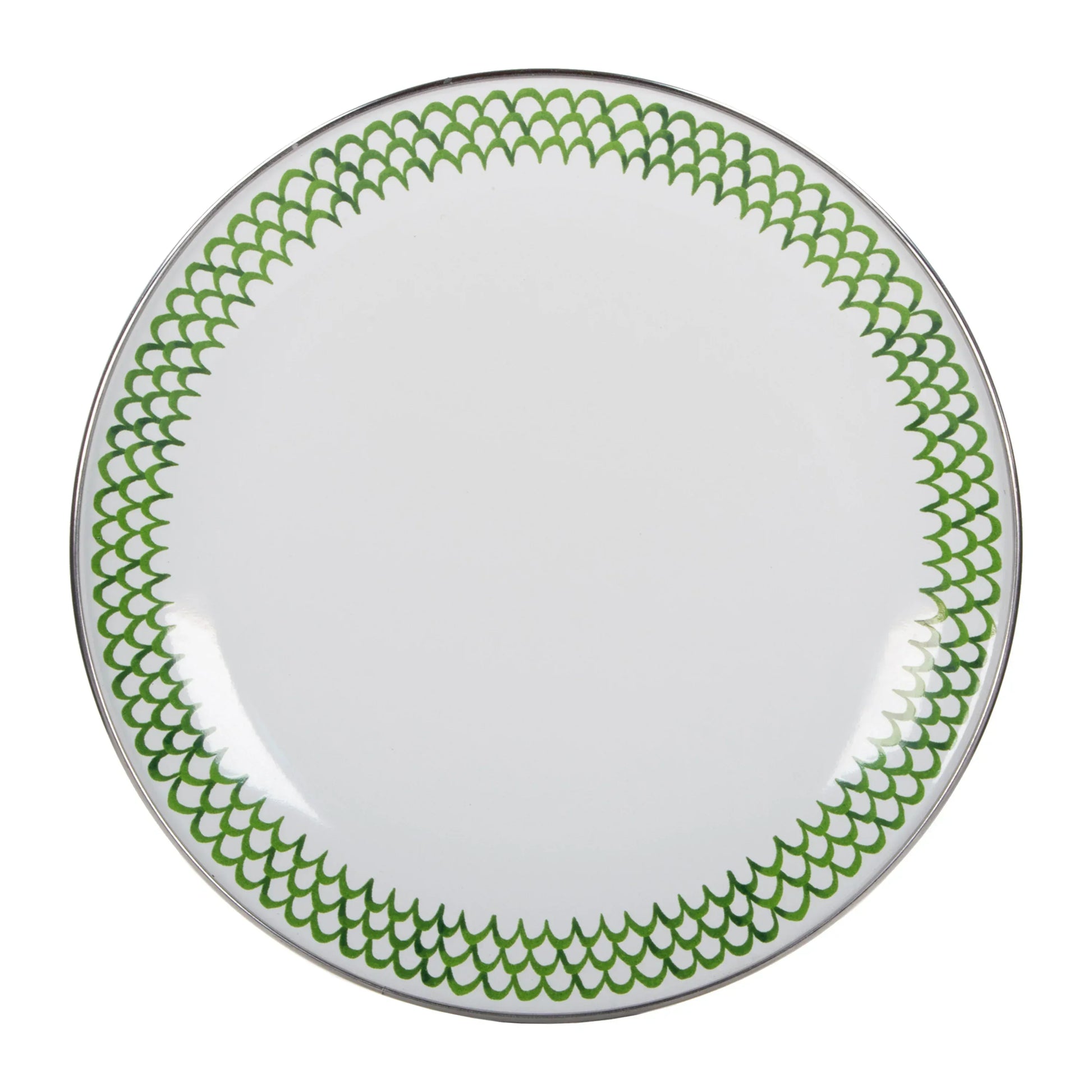 GS69S4 - Green Scallop Sandwich Plates - Set of 4 - Golden Rabbit Enamelware
