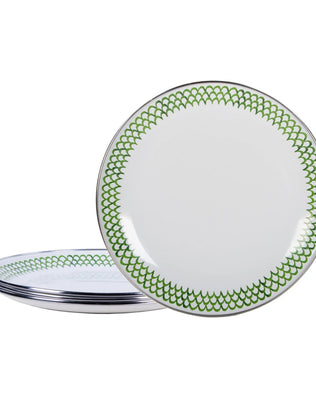 GS69S4 - Green Scallop Sandwich Plates - Set of 4 - Golden Rabbit Enamelware