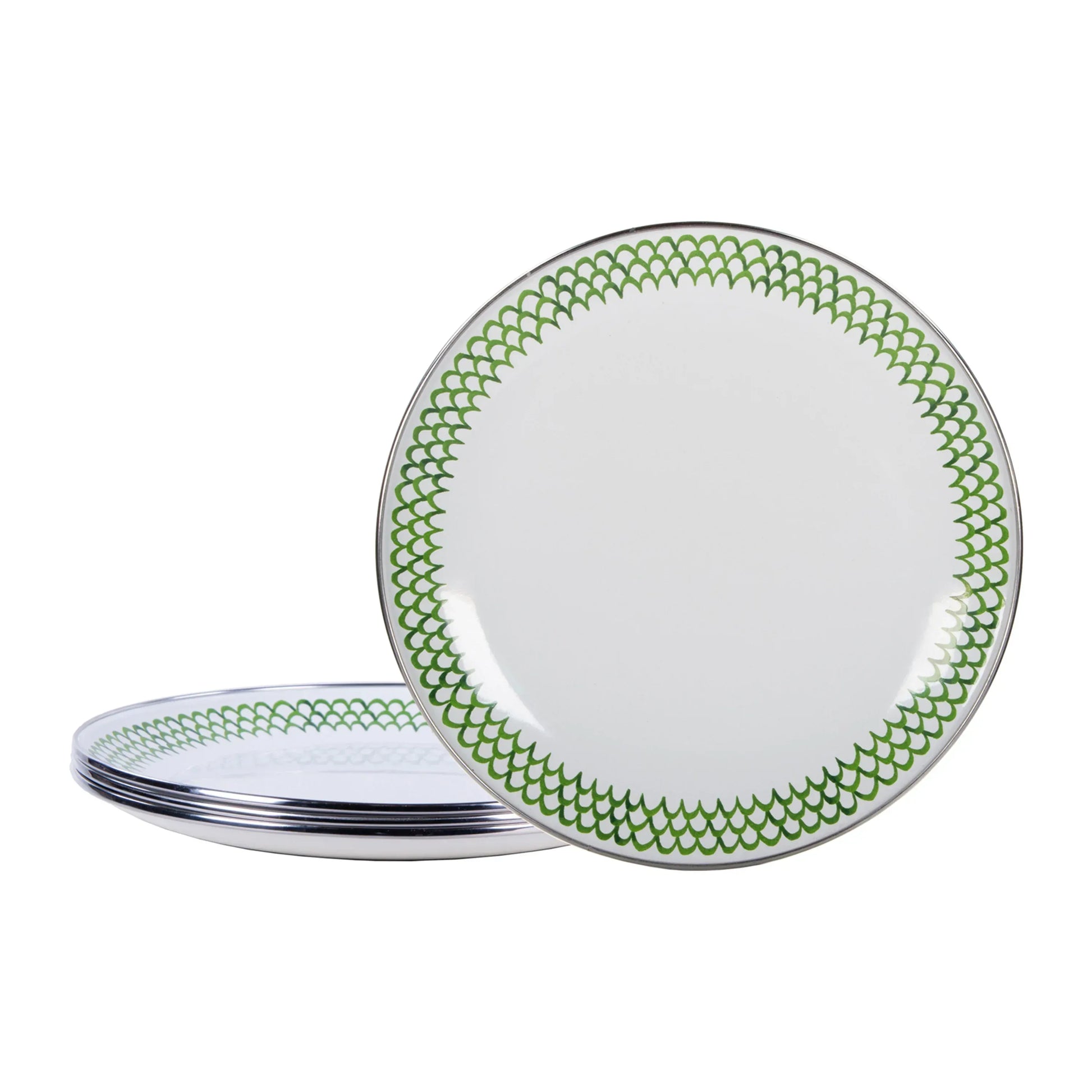 GS69S4 - Green Scallop Sandwich Plates - Set of 4 - Golden Rabbit Enamelware