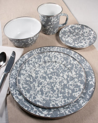 GY01 - Grey Swirl Large Tray - Golden Rabbit Enamelware
