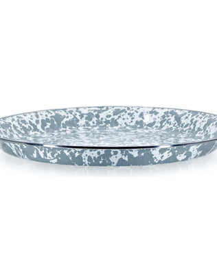 GY01 - Grey Swirl Large Tray - Golden Rabbit Enamelware