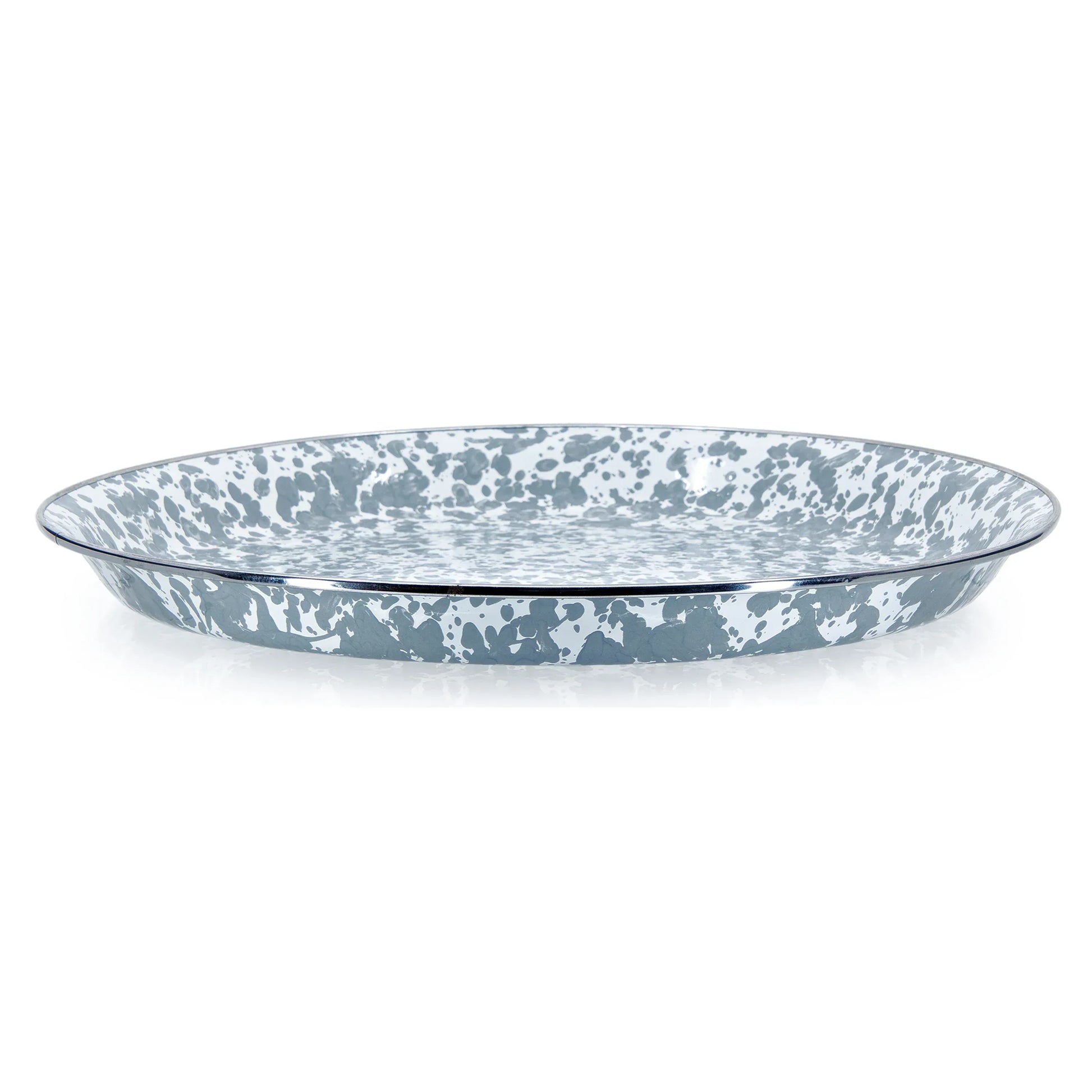 GY01 - Grey Swirl Large Tray - Golden Rabbit Enamelware