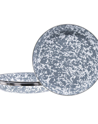 GY04S4 - Grey Swirl Pasta Plates - Set of 4 - Golden Rabbit Enamelware