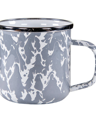 GY05S4 - Grey Swirl 12 oz Mugs - Set of 4 - Golden Rabbit Enamelware