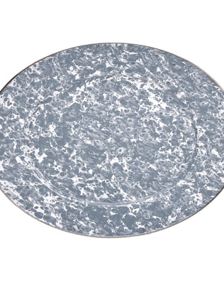 GY06 - Grey Swirl Oval Platter - Golden Rabbit Enamelware