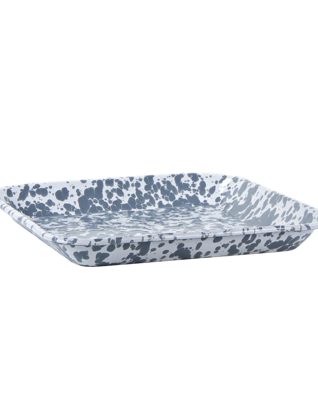GY09S2 - Grey Swirl Square Trays - Set of 2 - Golden Rabbit Enamelware