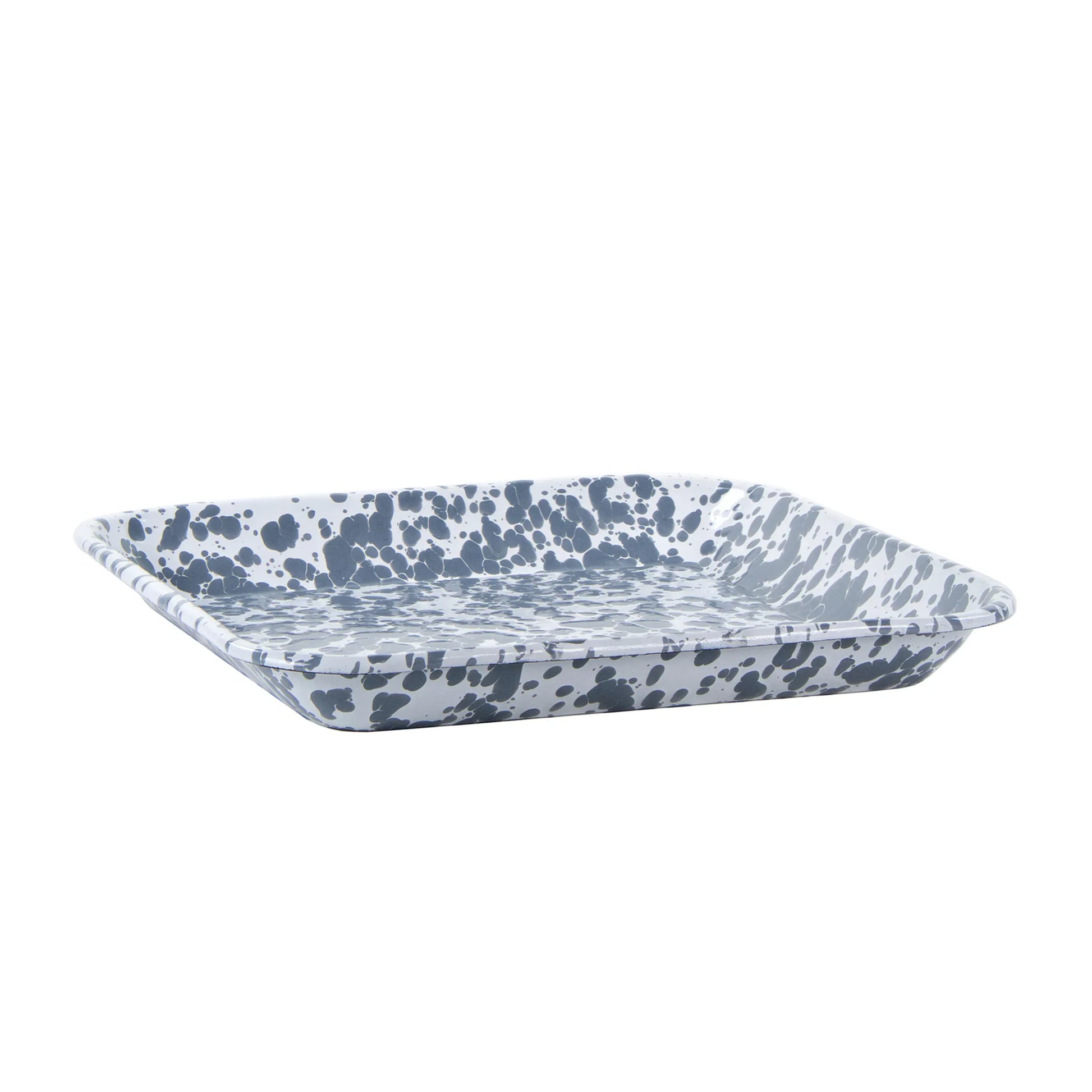 GY09S2 - Grey Swirl Square Trays - Set of 2 - Golden Rabbit Enamelware