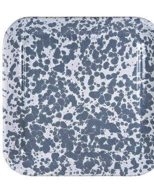 GY09S2 - Grey Swirl Square Trays - Set of 2 - Golden Rabbit Enamelware