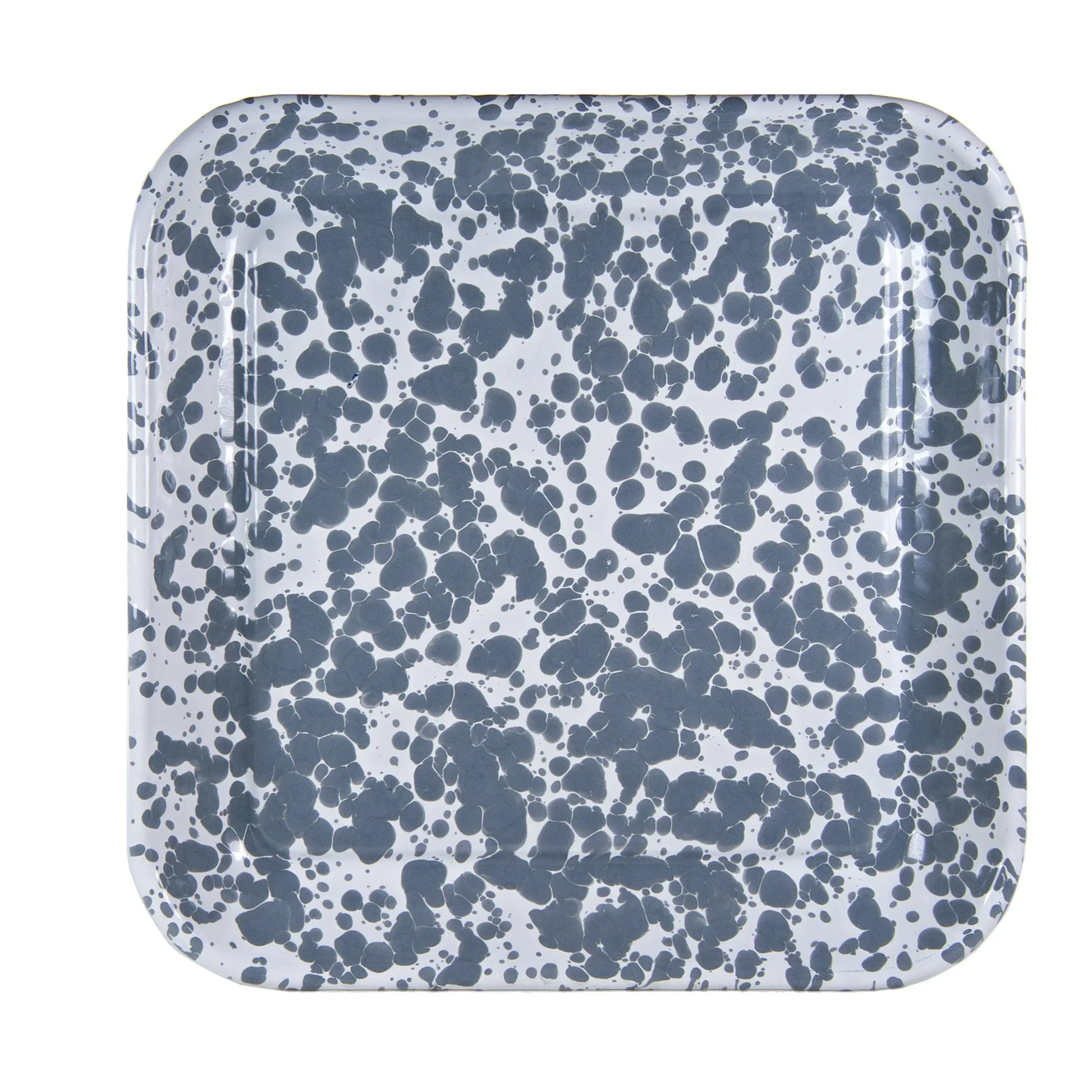 GY09S2 - Grey Swirl Square Trays - Set of 2 - Golden Rabbit Enamelware