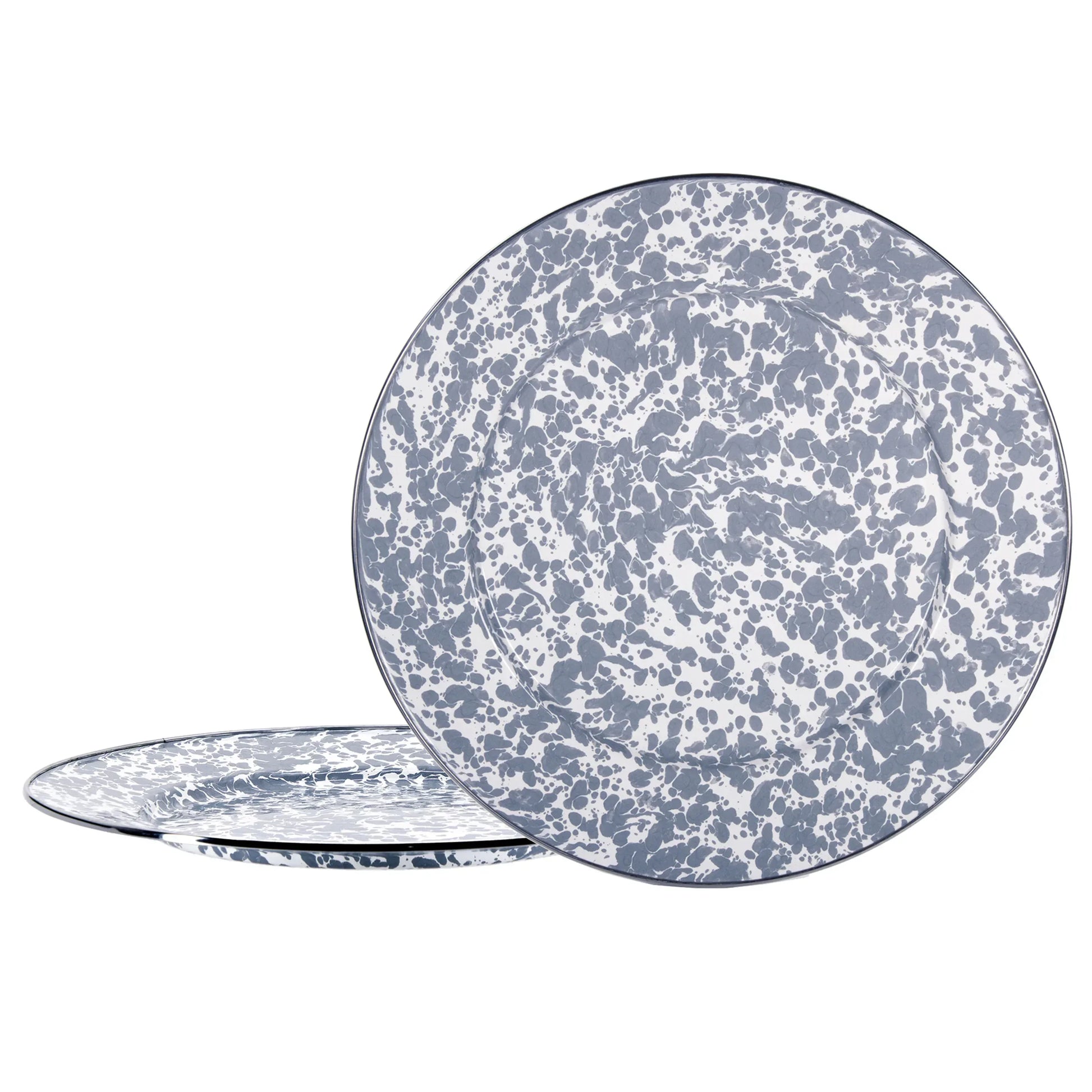 GY26S2 - Grey Swirl Chargers - Set of 2 - Golden Rabbit Enamelware
