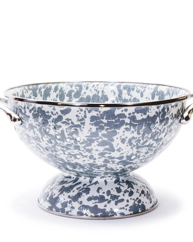 GY27 - Grey Swirl Medium Colander - Golden Rabbit Enamelware