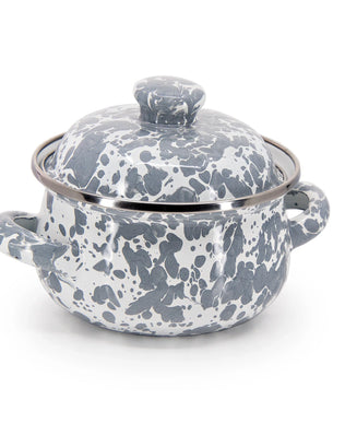 GY32S2 - Grey Swirl Petite Tureens - Set of 2 - Golden Rabbit Enamelware