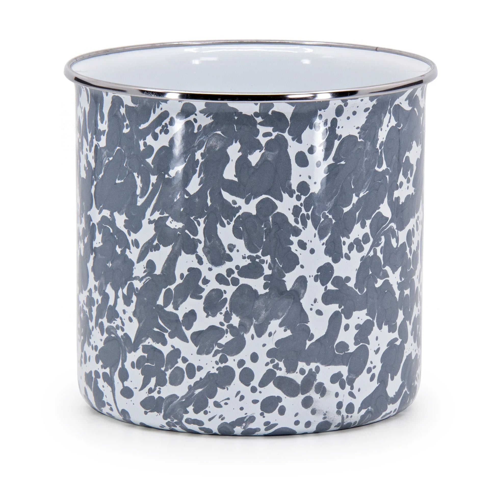 GY34 - Grey Swirl Utensil Holder - Golden Rabbit Enamelware